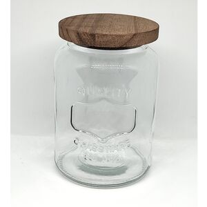New Glass Jar with Wood Lid Kitchen Container Storage and Organization ~ 7" Tall